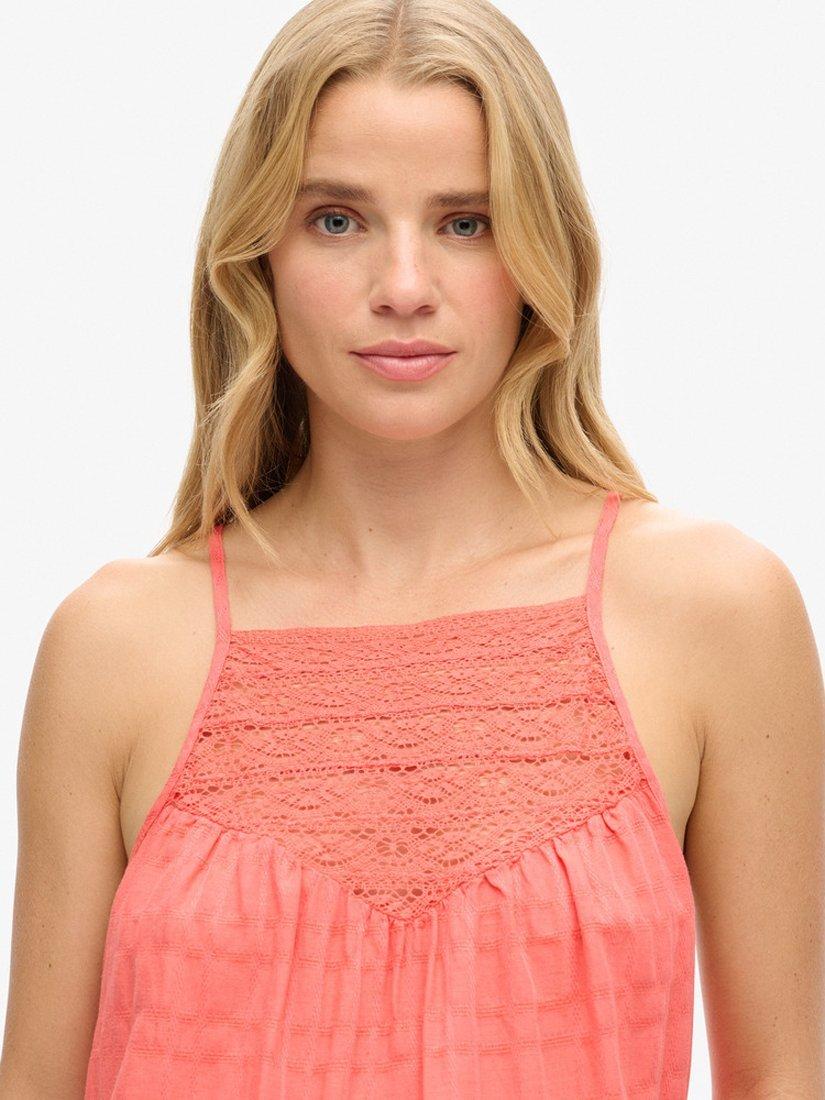 Product image 4 of 5, which shows Superdry Lace Cami Beach Top, Blush Coral, 14