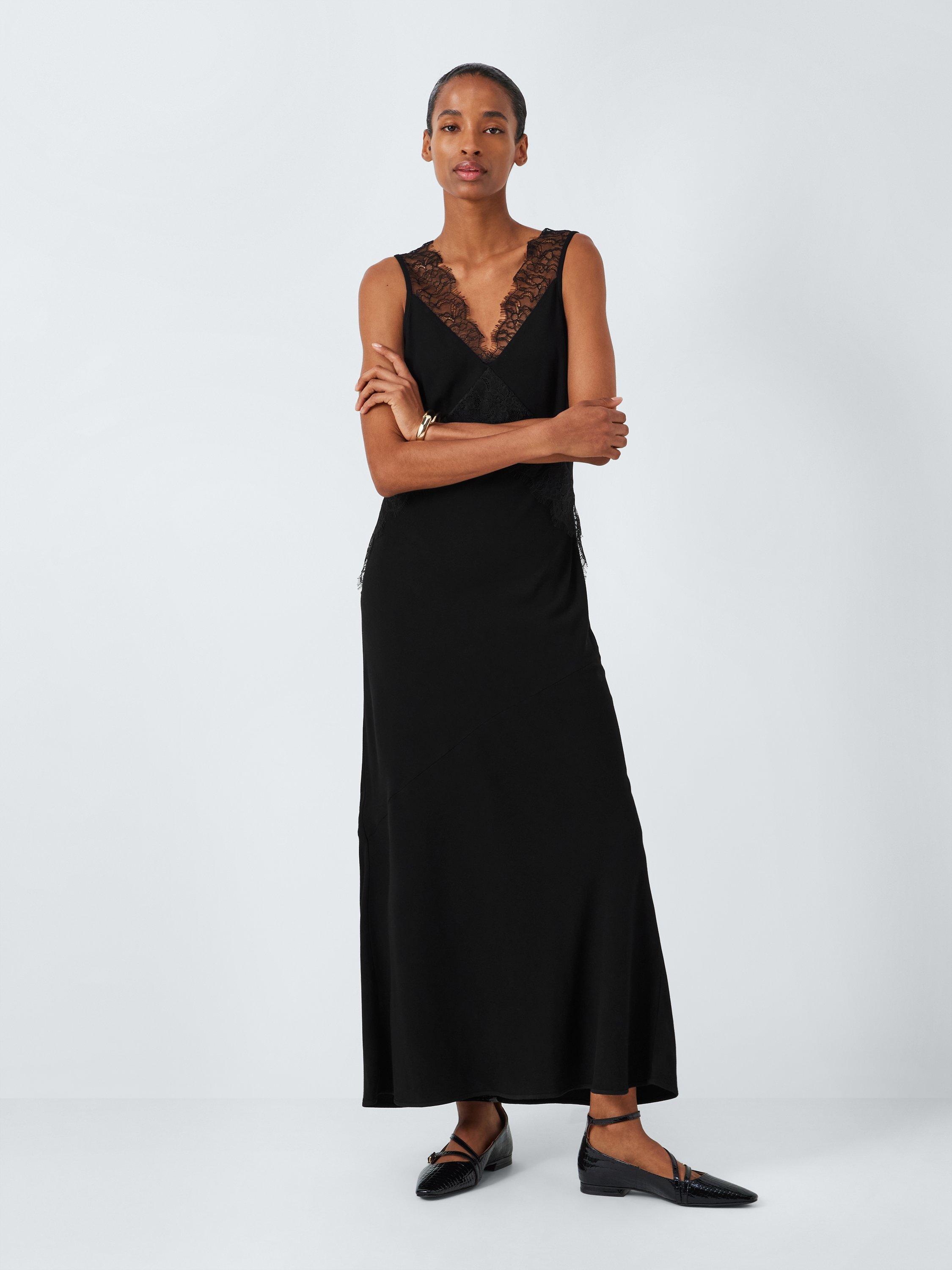 John Lewis Lace Slip Midaxi Dress Black