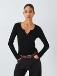 John Lewis ANYDAY Henley Long Sleeve T-Shirt, Black