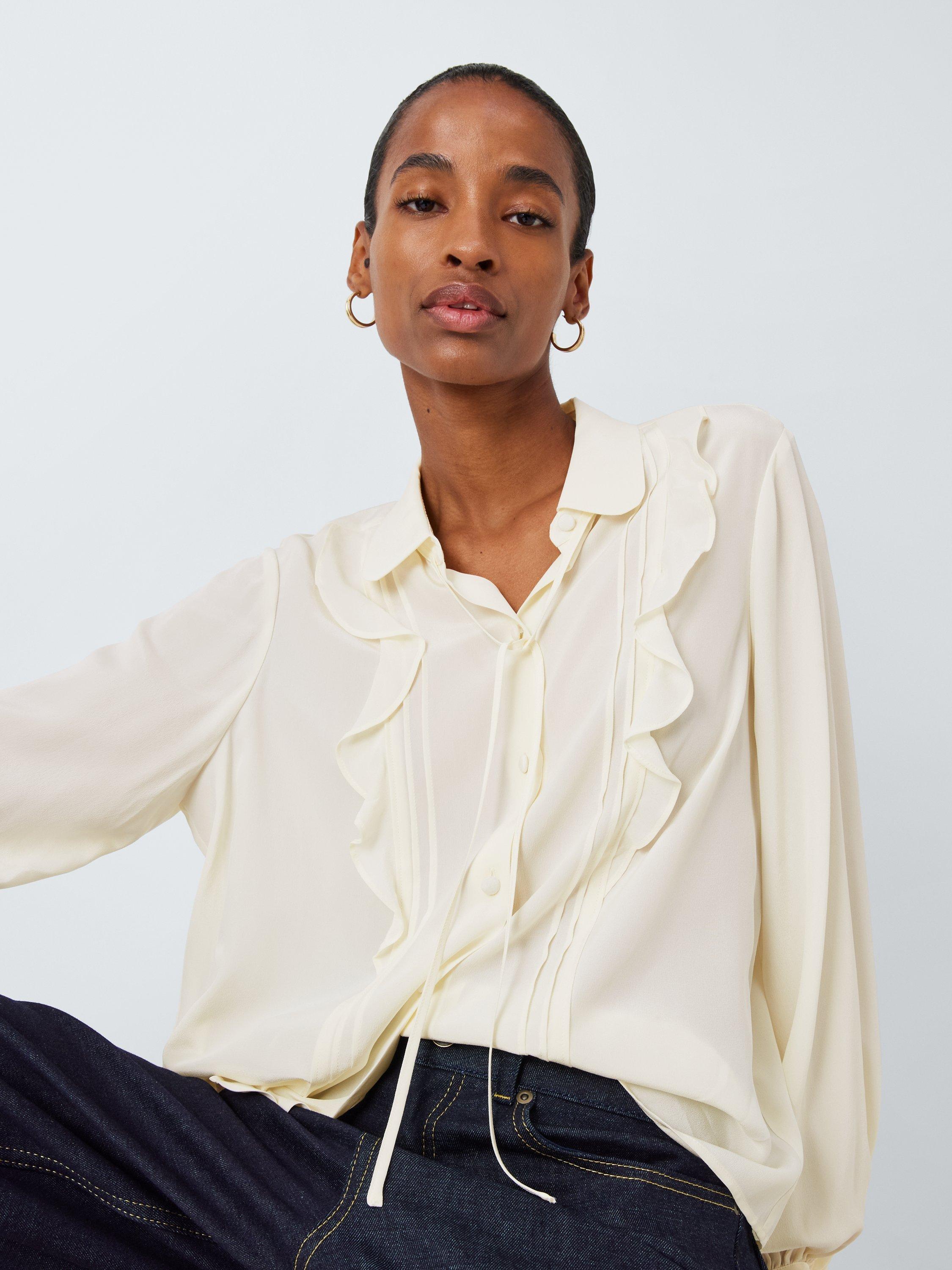 Silk ruffle blouse on sale