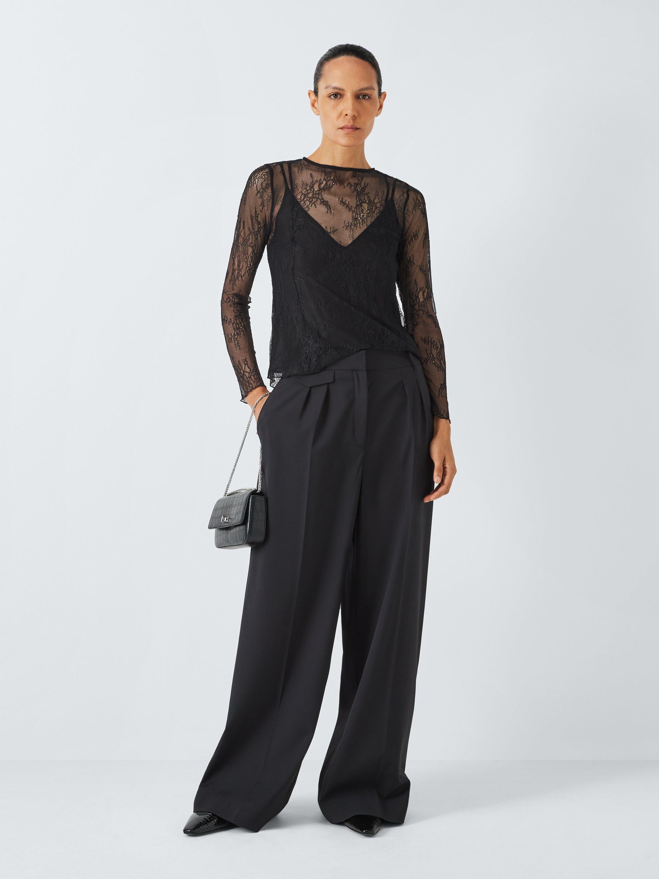 Product image 3 of 6, which shows John Lewis Lace Long Sleeve Top, Black, 10