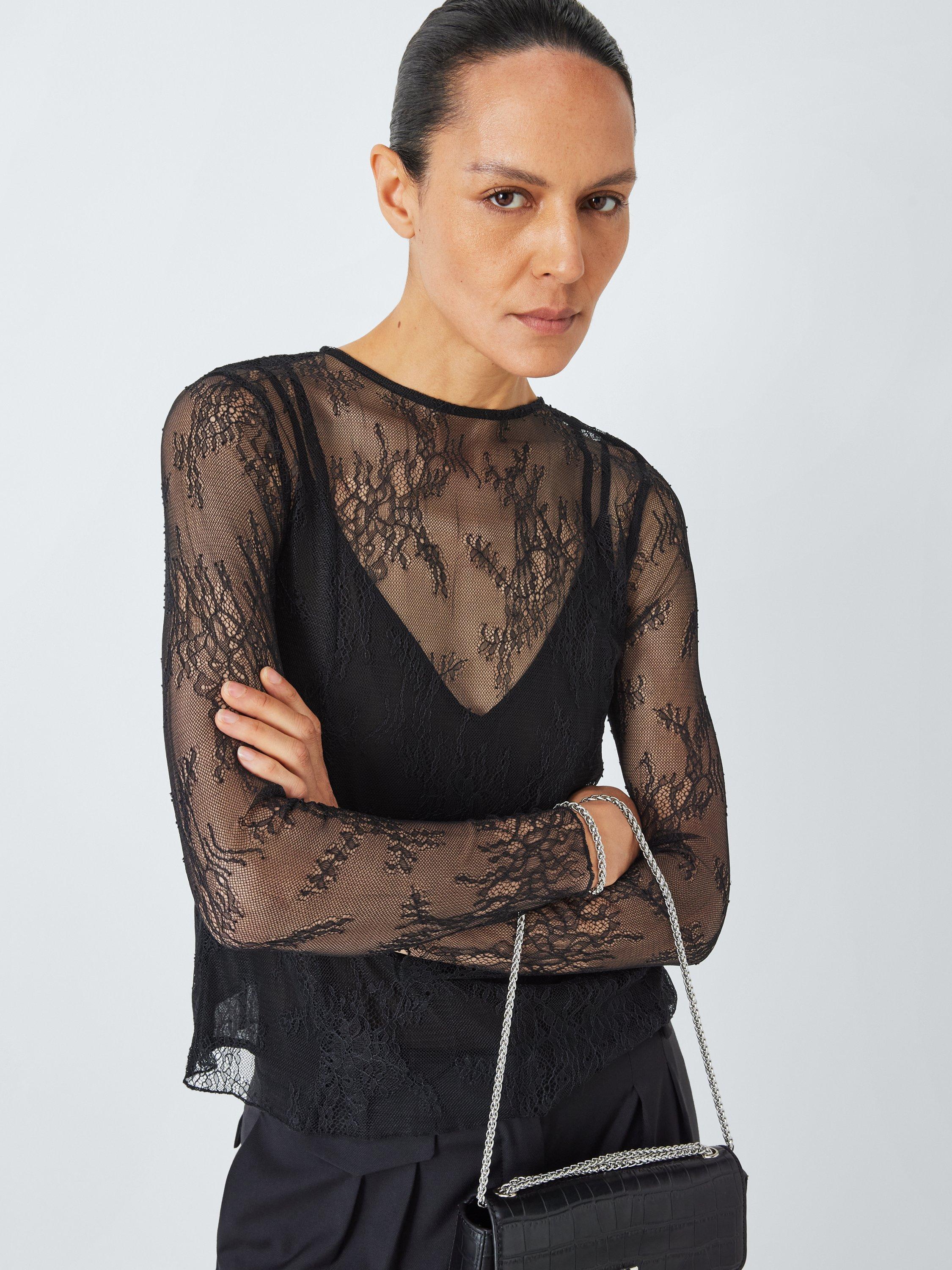 Product image 5 of 6, which shows John Lewis Lace Long Sleeve Top, Black, 10