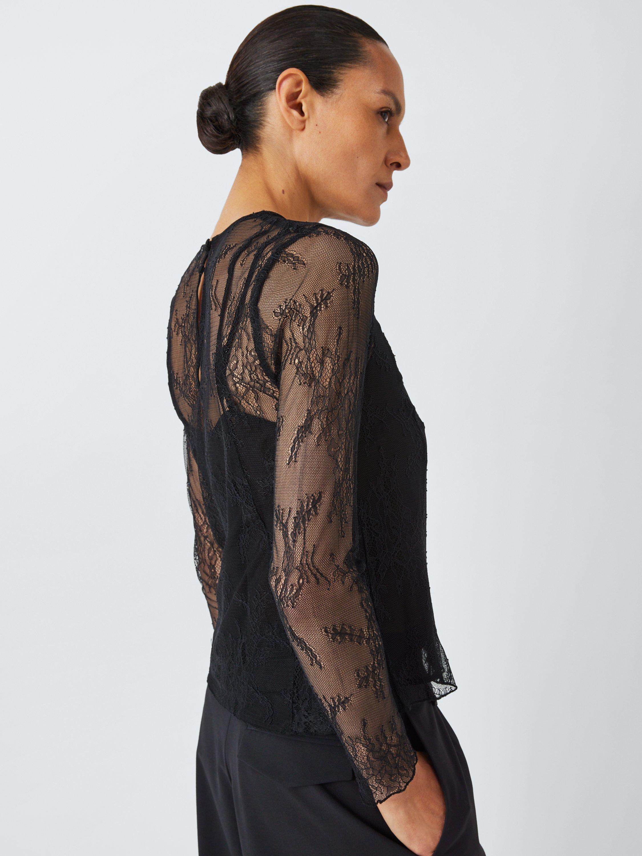 Product image 6 of 6, which shows John Lewis Lace Long Sleeve Top, Black, 10