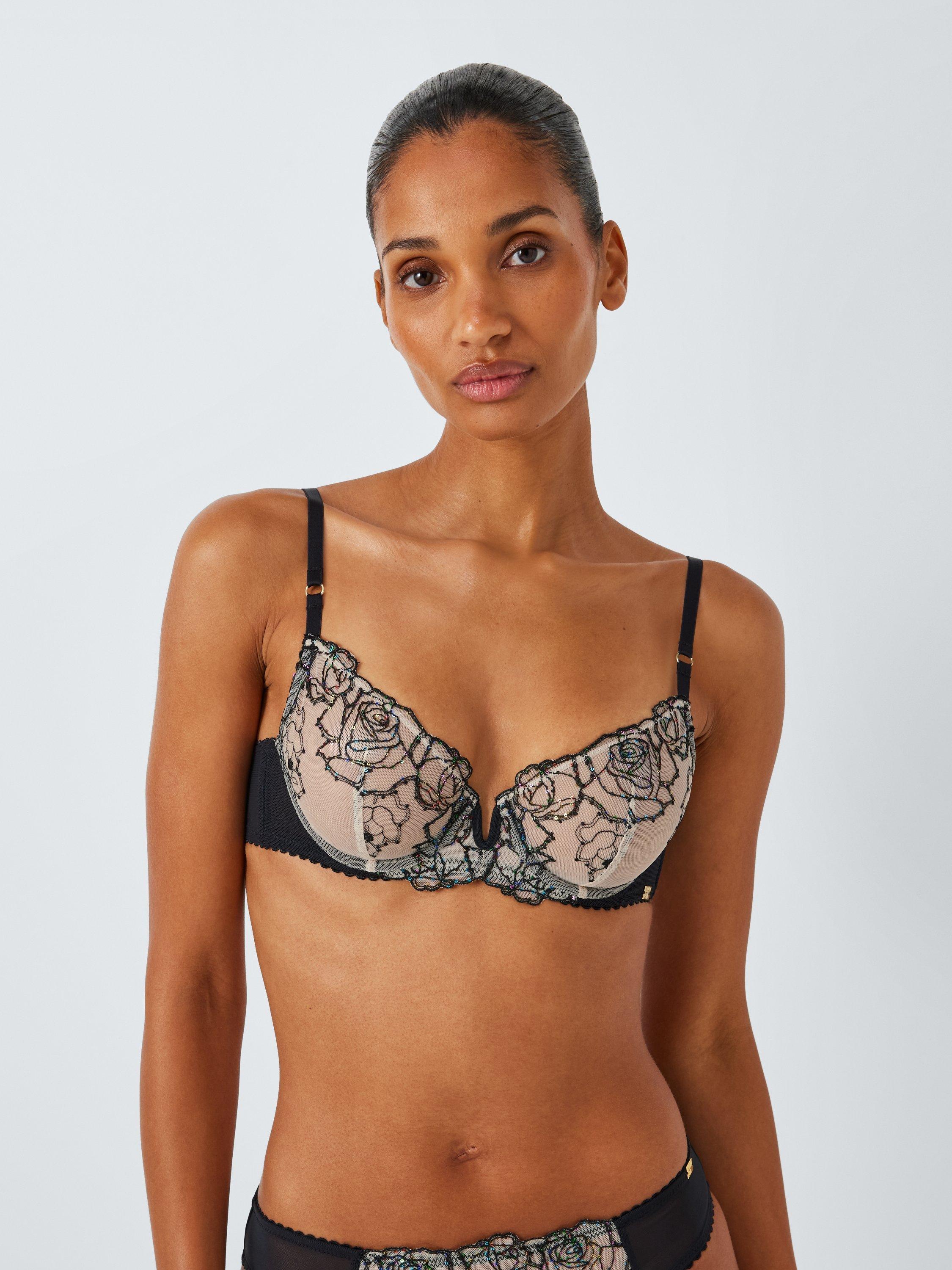 Product image 1 of 6, which shows AND/OR Blake Floral Lace Bra, Black, 30D