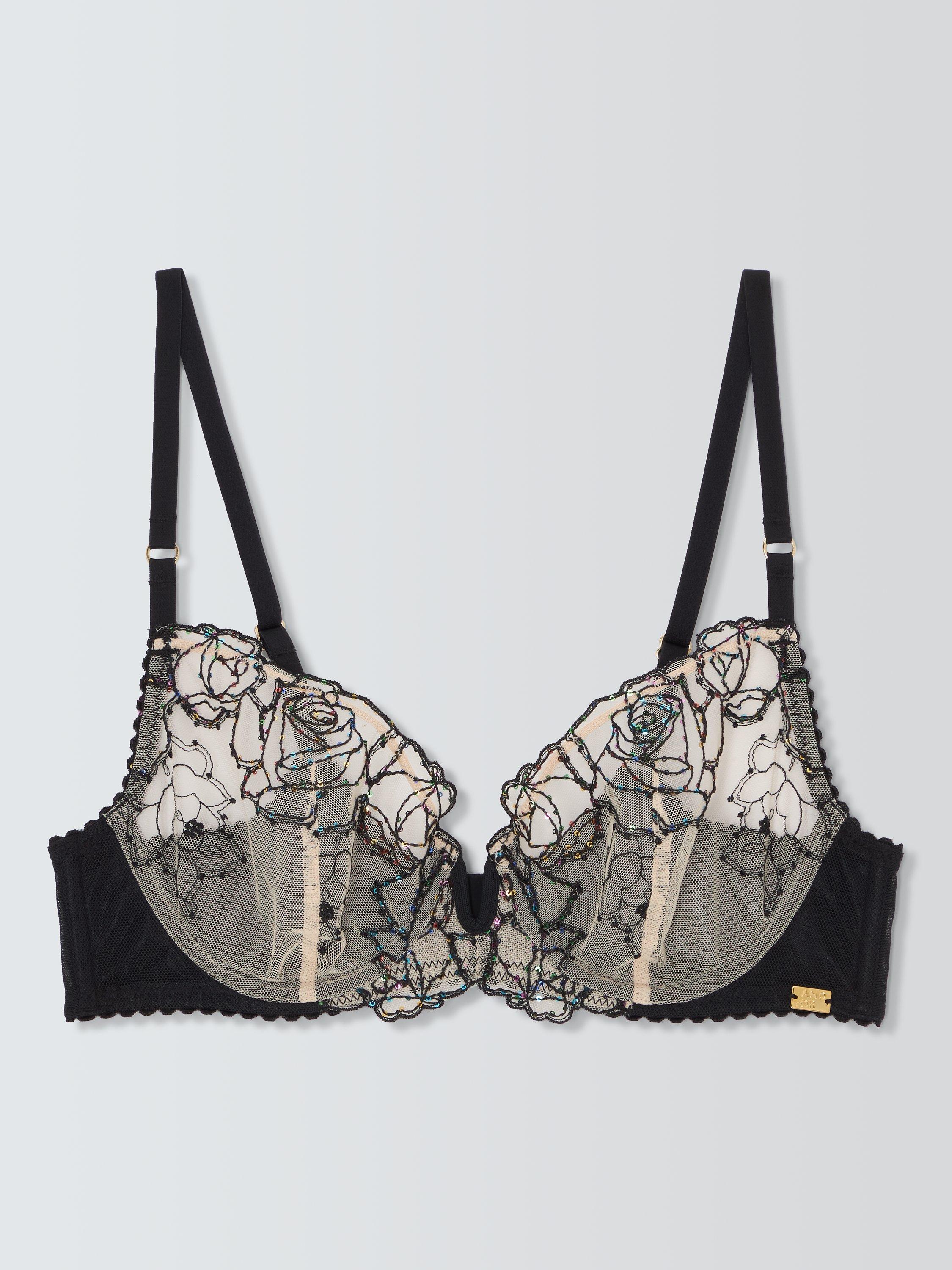 Product image 4 of 6, which shows AND/OR Blake Floral Lace Bra, Black, 30D