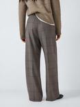 John Lewis Check Wide Leg Wool Blend Trousers, Brown/Multi