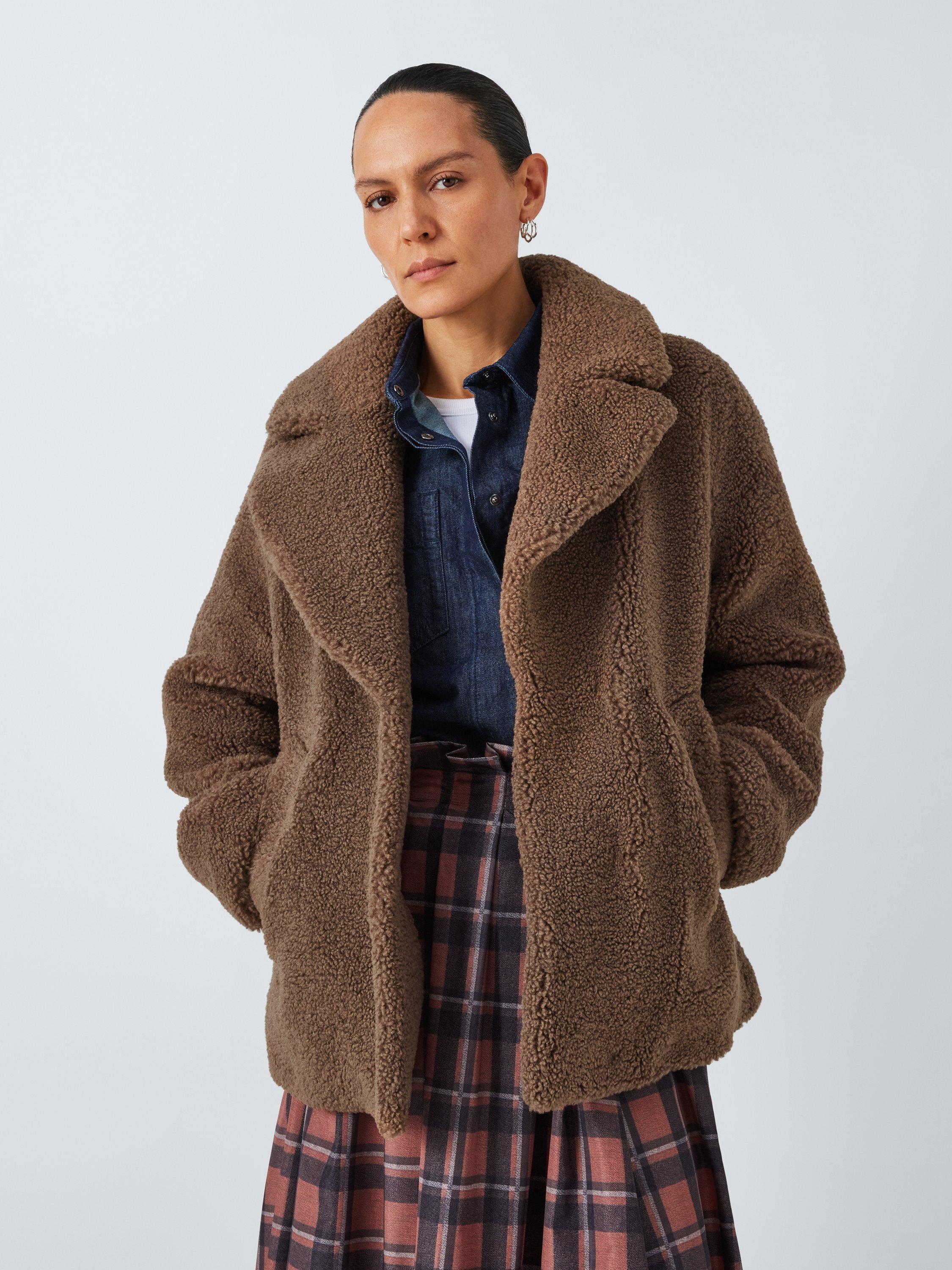 John Lewis Short Teddy Coat Chocolate