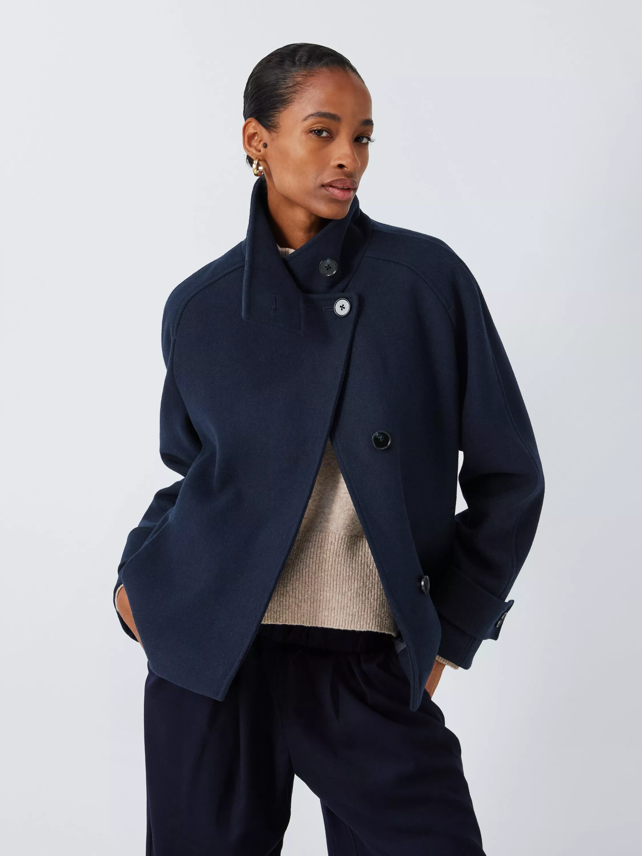 Funnel neck navy coat hotsell