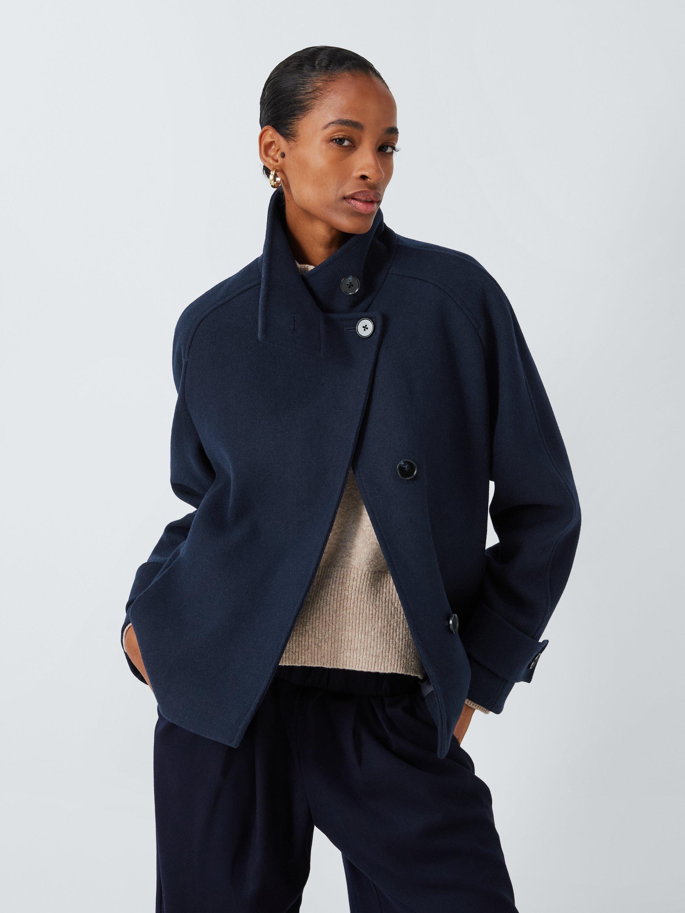 Navy funnel neck coat hotsell