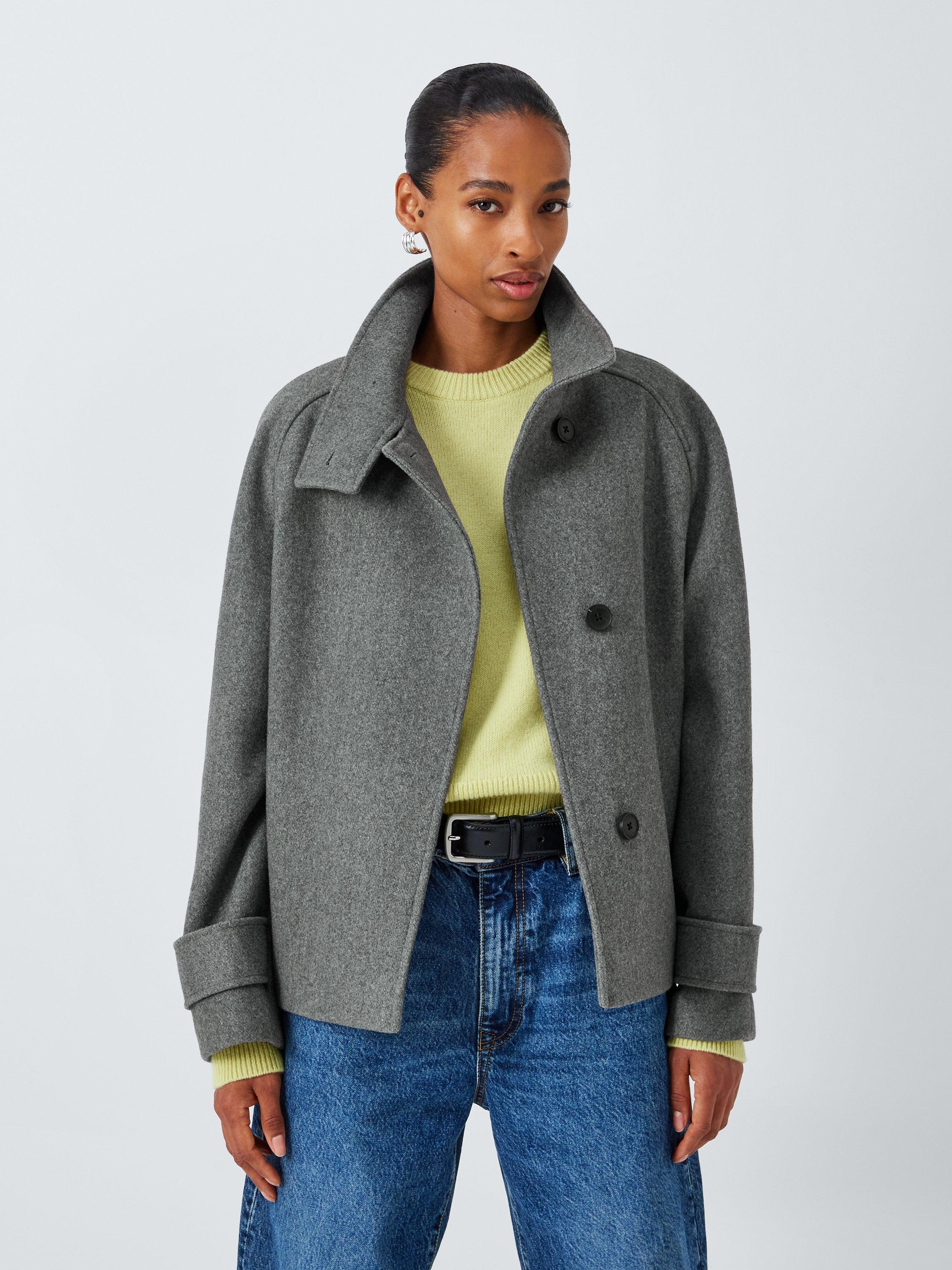 Grey funnel neck coat best sale