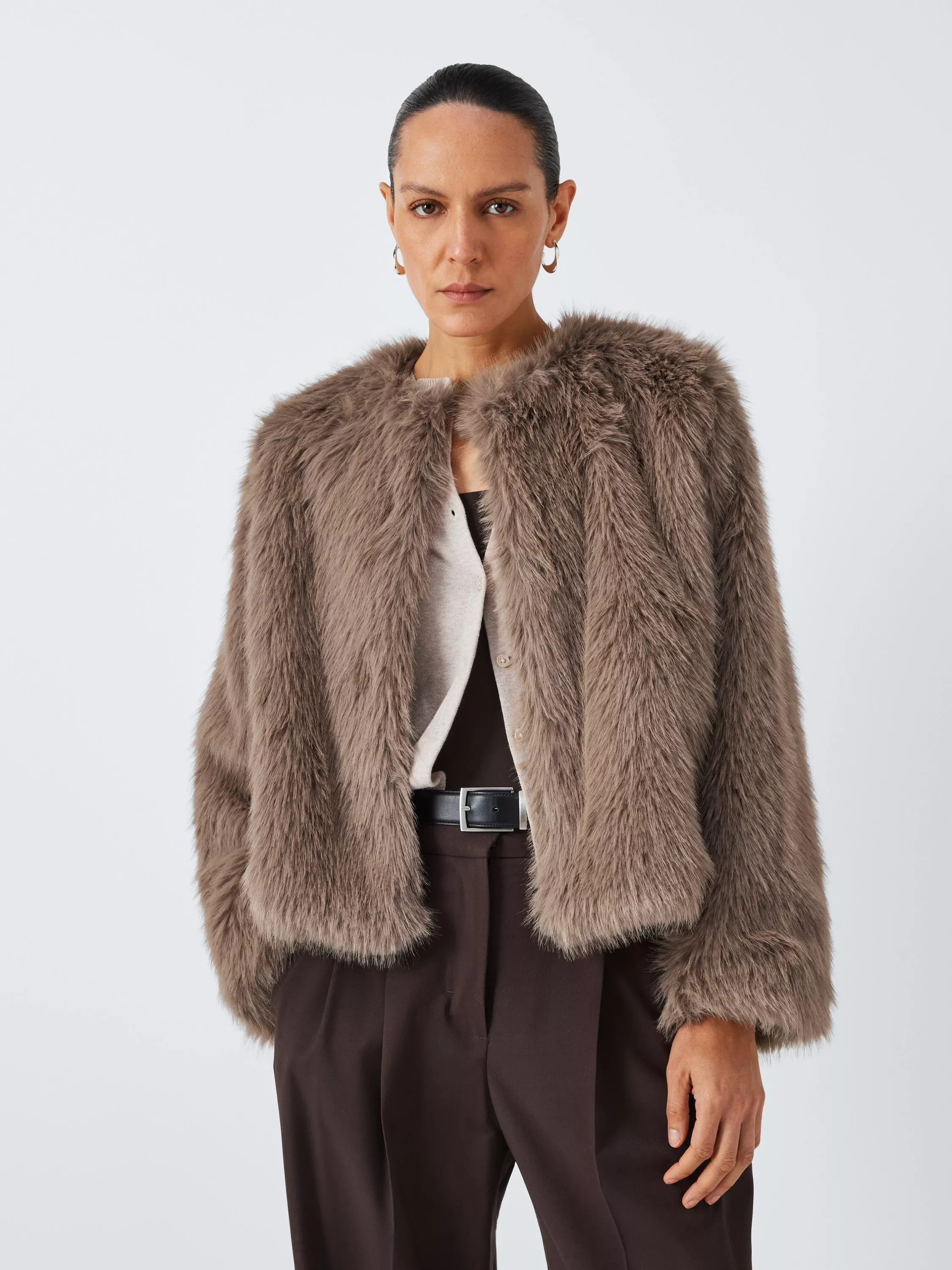 John Lewis Faux Fur Short Jacket Mink