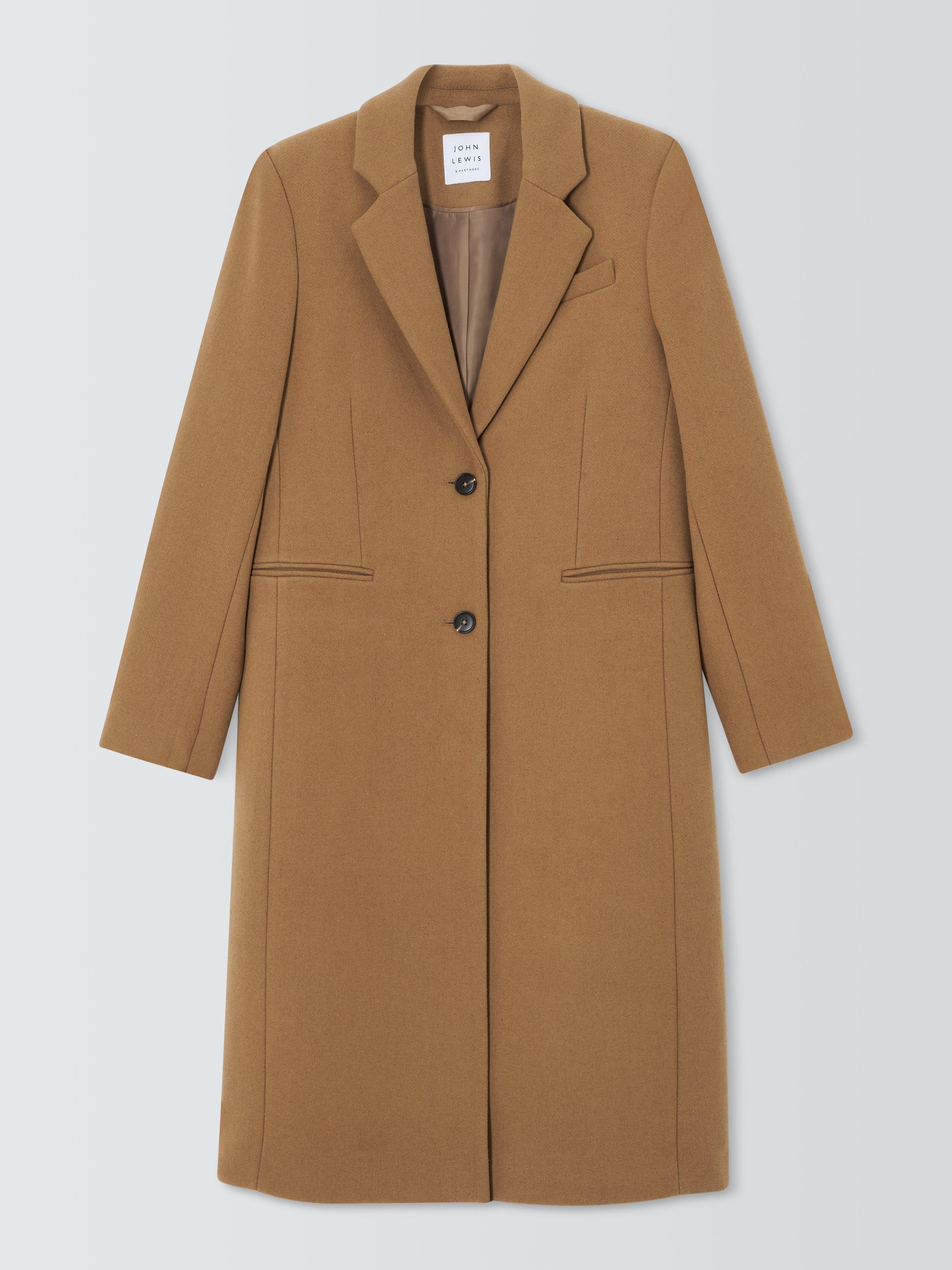 John Lewis Wool Blend Single Breasted Coat Light Camel