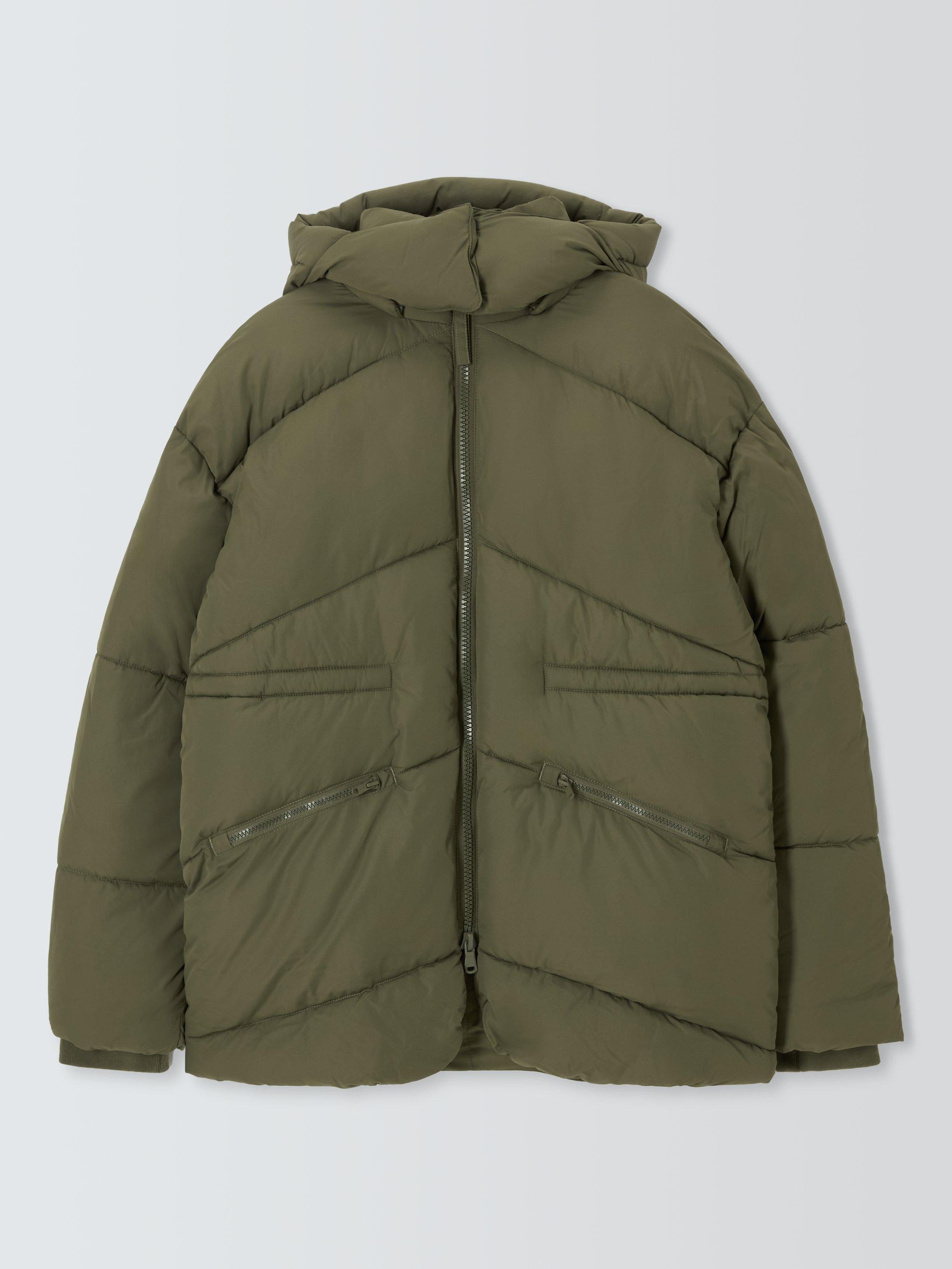 John Lewis Funnel Neck Short Puffer Jacket Khaki
