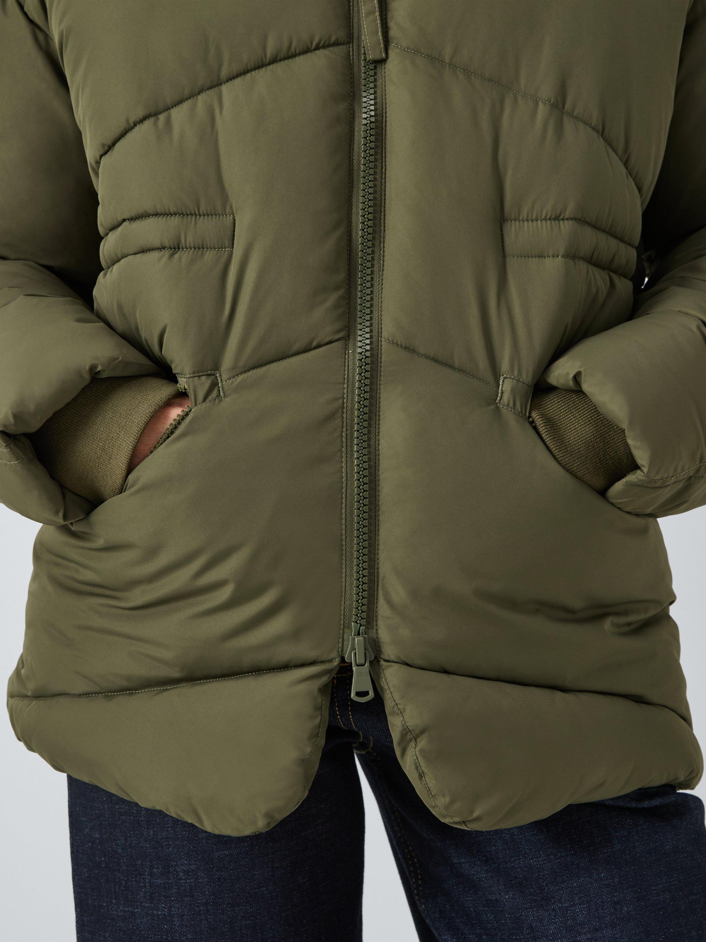 John Lewis Funnel Neck Short Puffer Jacket Khaki