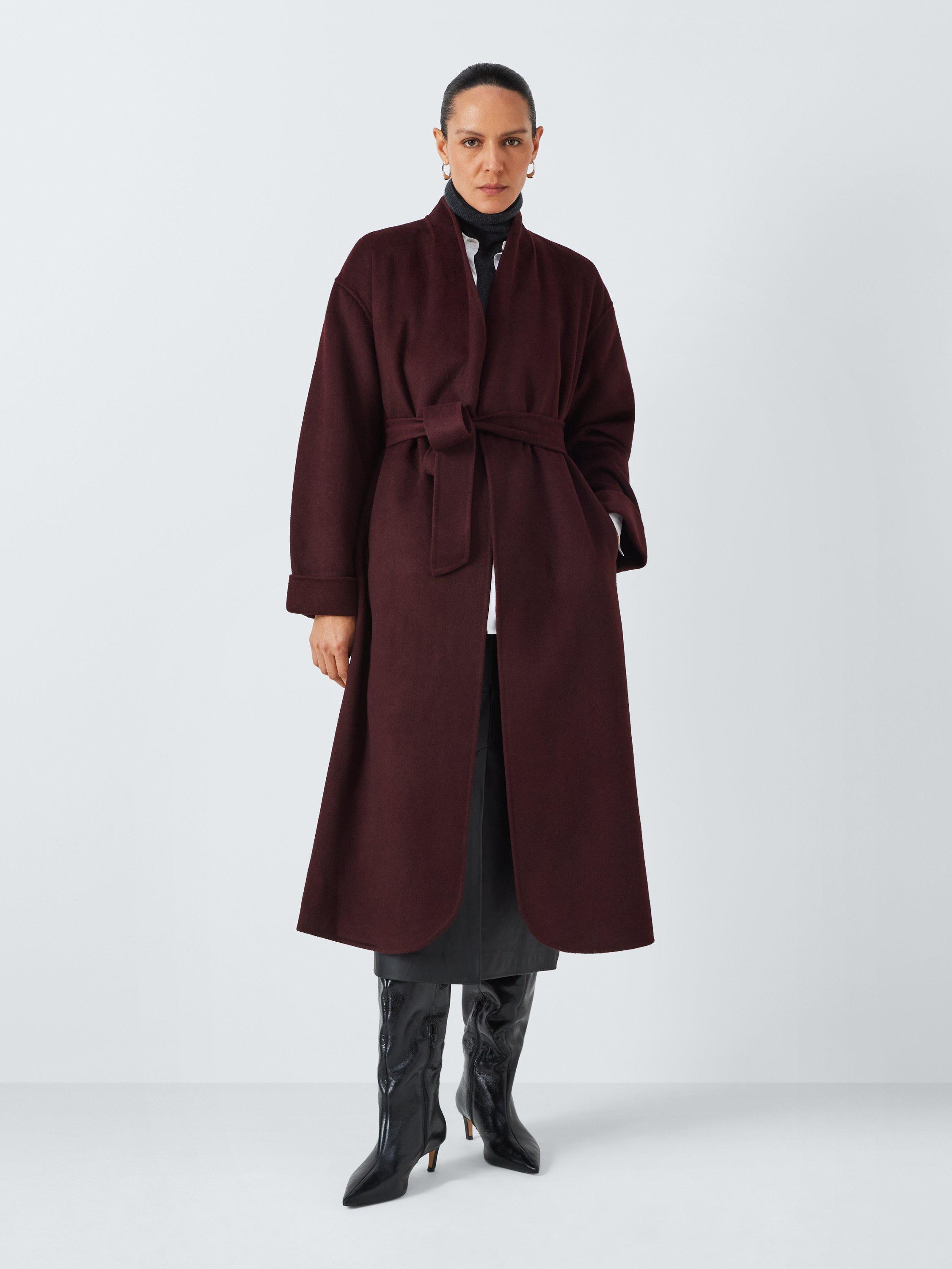 John Lewis Wrap Double Front Coat Burgundy