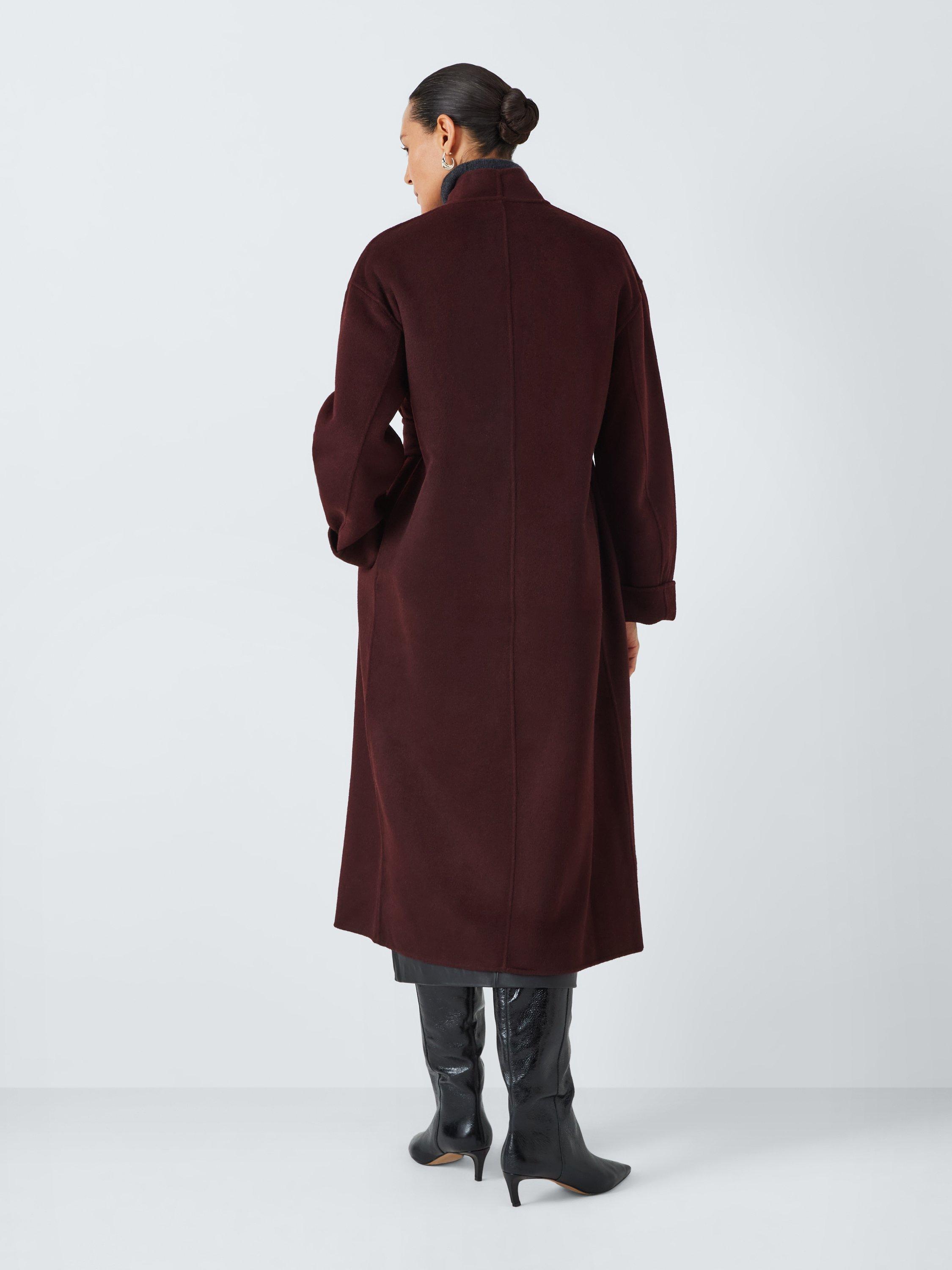 John Lewis Wrap Double Front Coat Burgundy