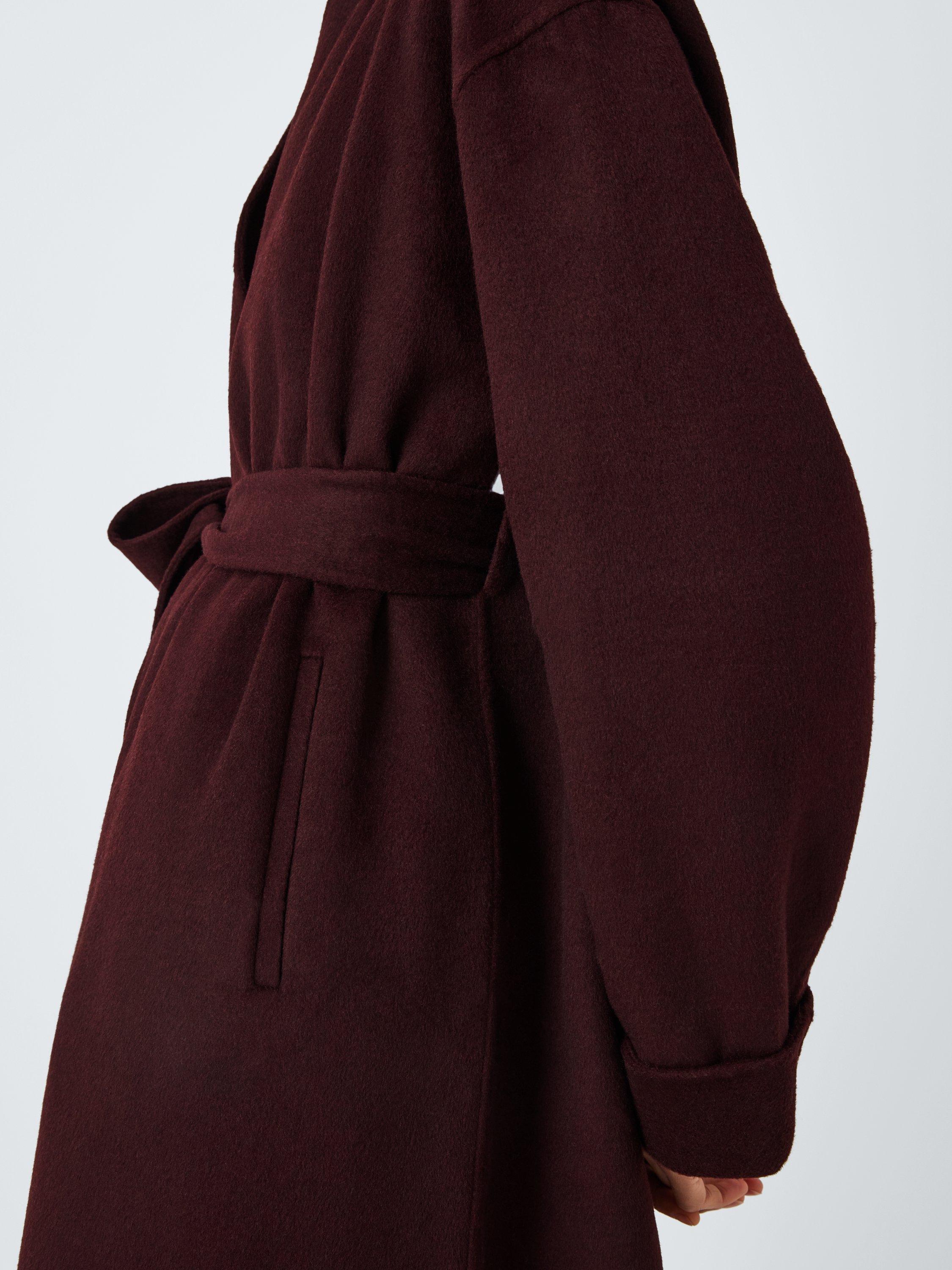 John Lewis Wrap Double Front Coat Burgundy