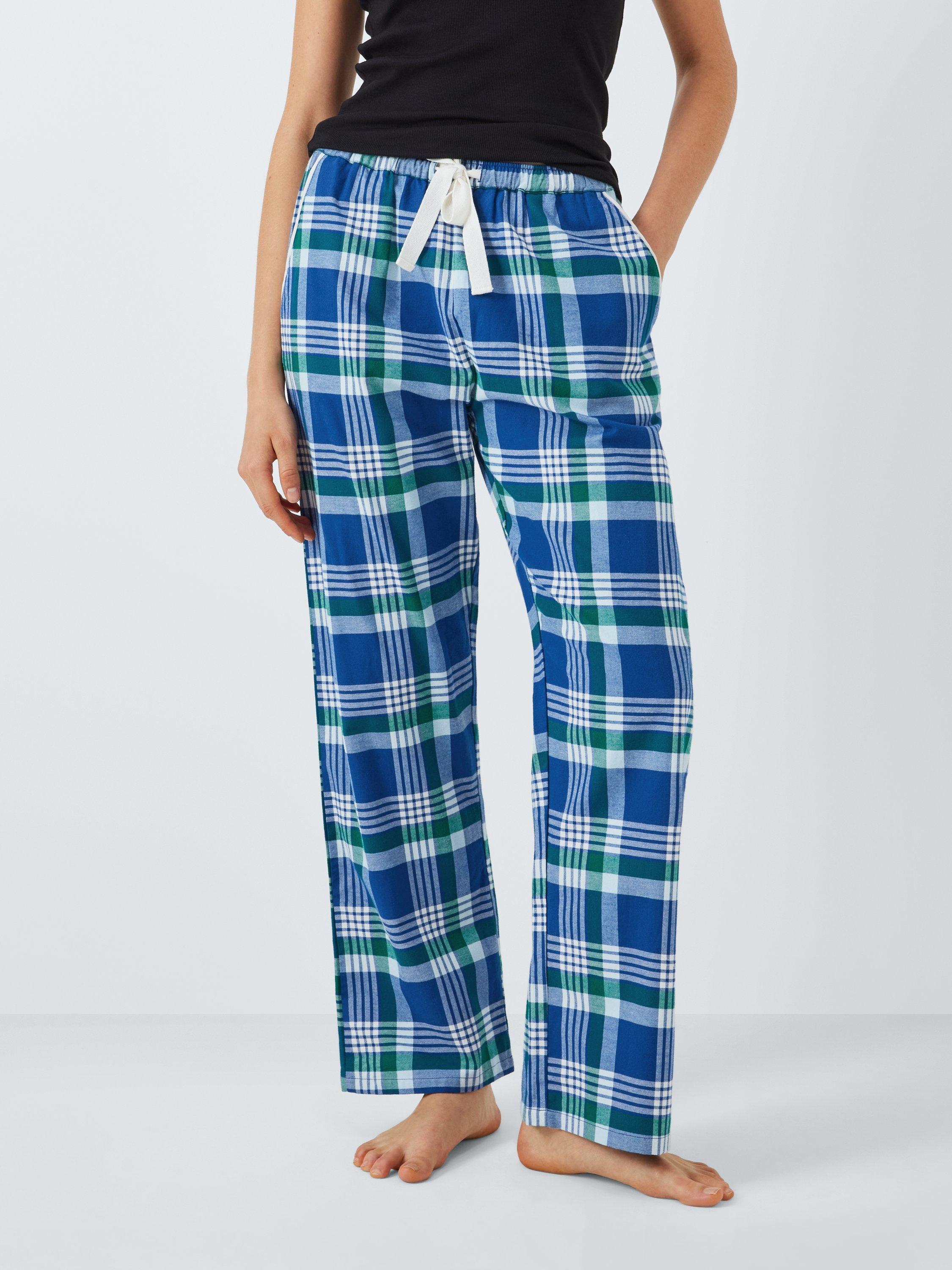 John Lewis Plaid Check Pyjama Bottoms Navy Peony Green