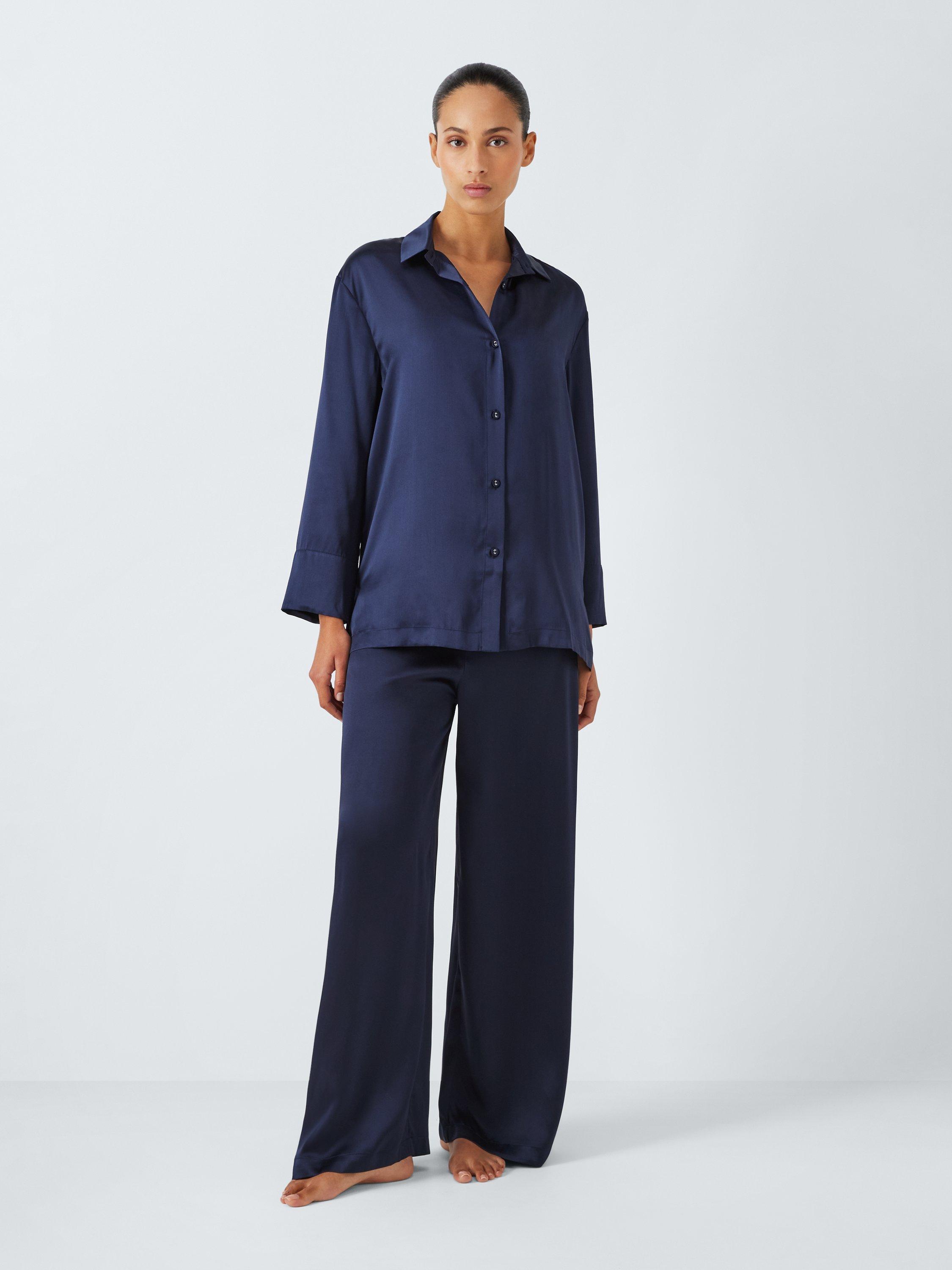 John Lewis Relaxed Silk Pyjama Set Navy