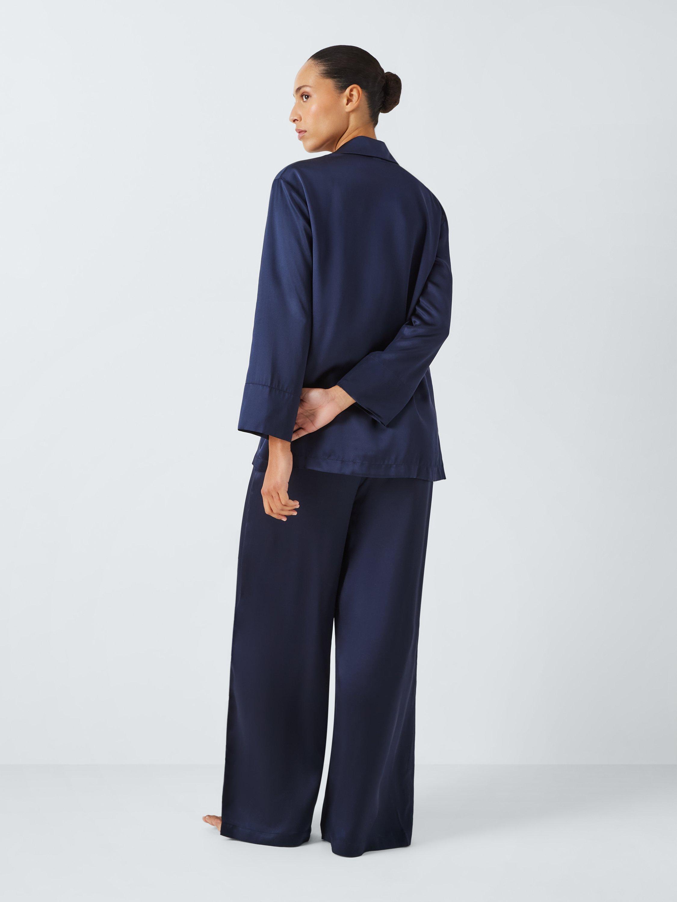 John Lewis Relaxed Silk Pyjama Set Navy