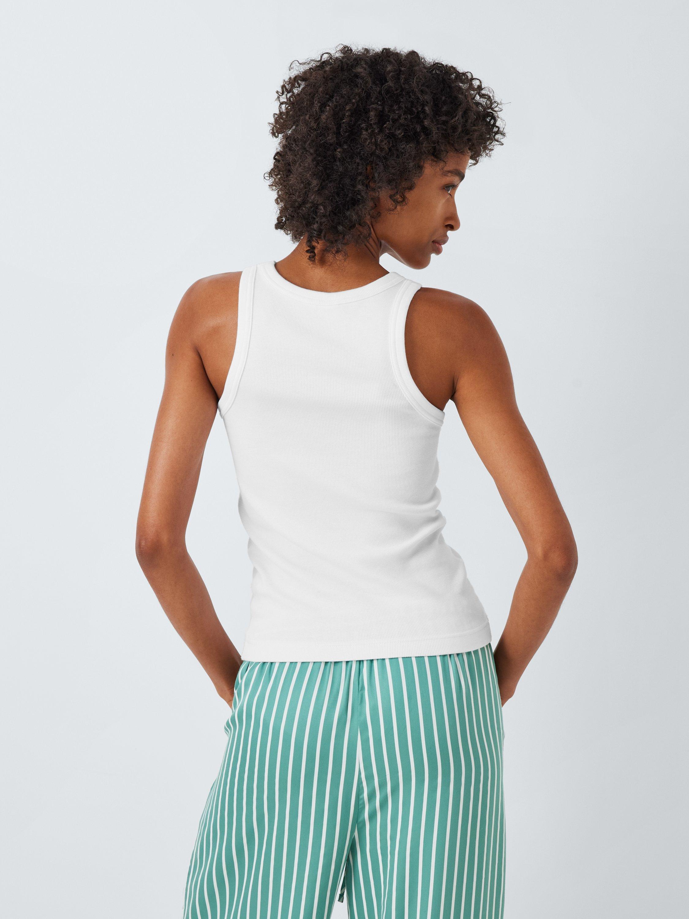 Product image 2 of 6, which shows John Lewis Ribbed Cotton Modal Blend Pyjama Tank Top, Ivory, 12