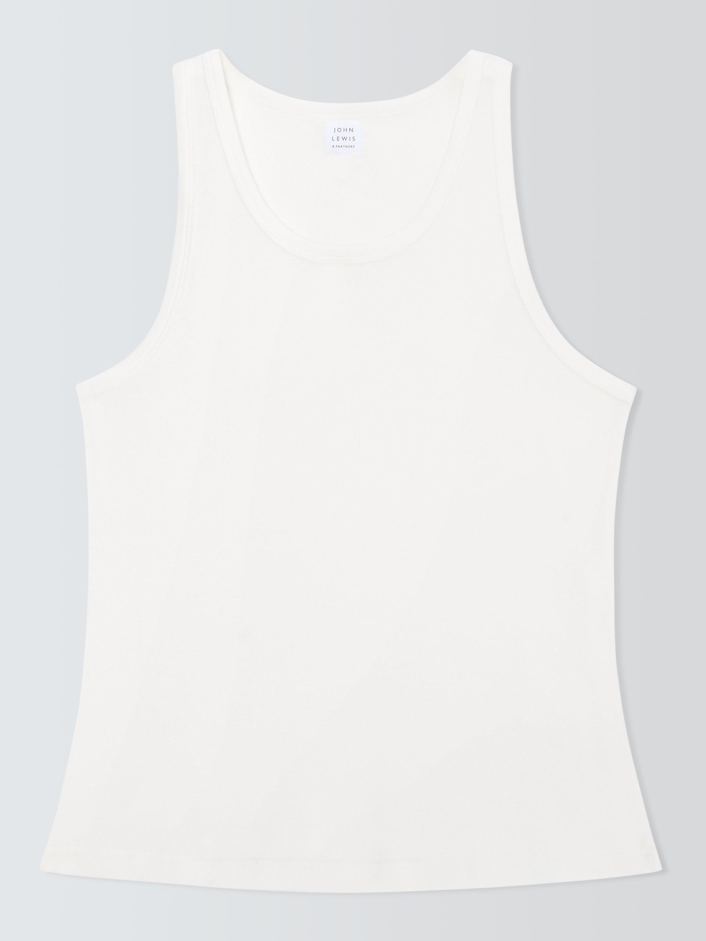 Product image 4 of 6, which shows John Lewis Ribbed Cotton Modal Blend Pyjama Tank Top, Ivory, 12