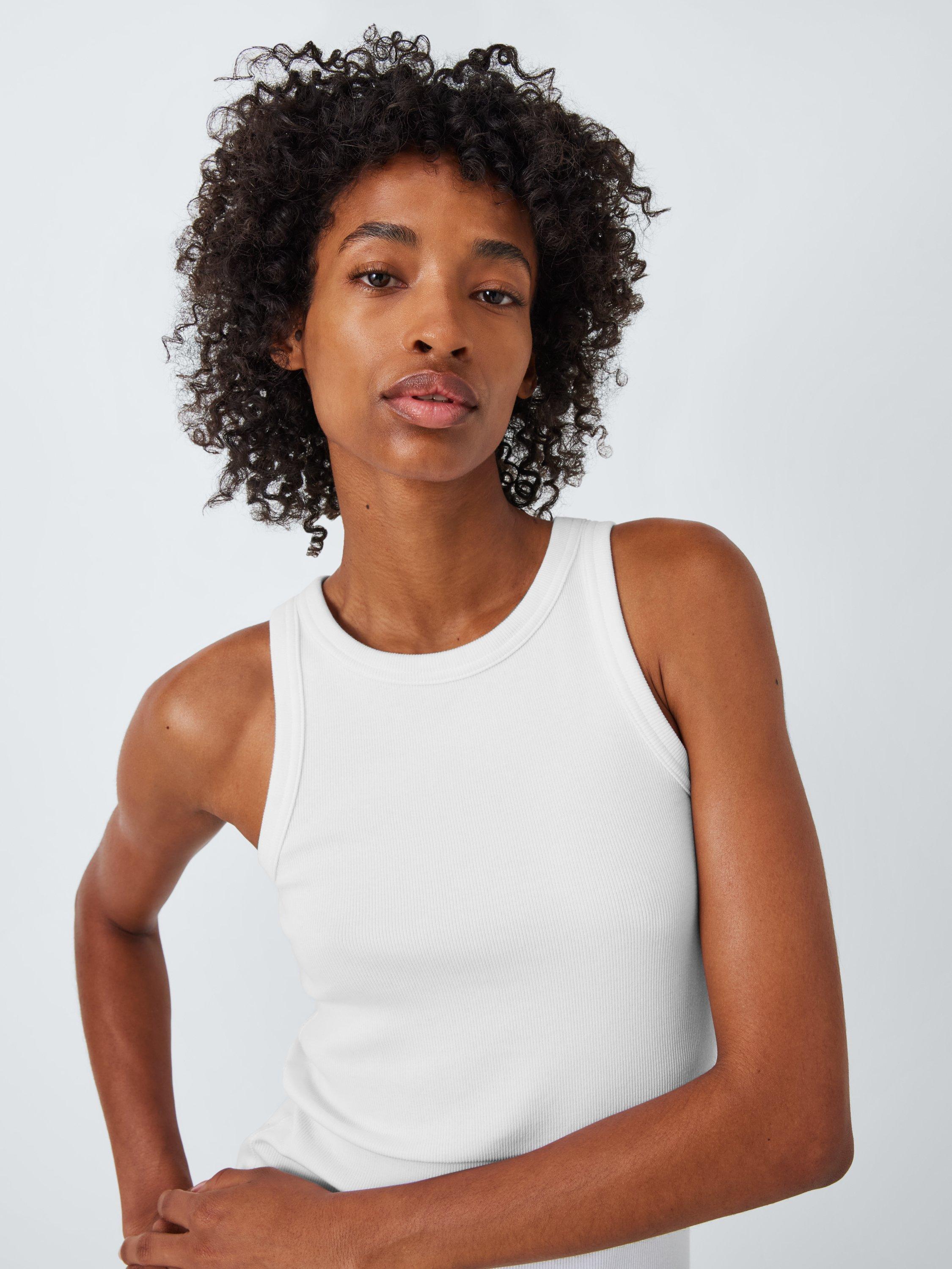 Product image 5 of 6, which shows John Lewis Ribbed Cotton Modal Blend Pyjama Tank Top, Ivory, 12