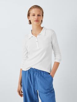 John Lewis Rib Collar Cotton Modal Blend Henley Pyjama Top, Ivory, Ivory