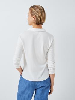 John Lewis Rib Collar Cotton Modal Blend Henley Pyjama Top, Ivory - view 2, Ivory