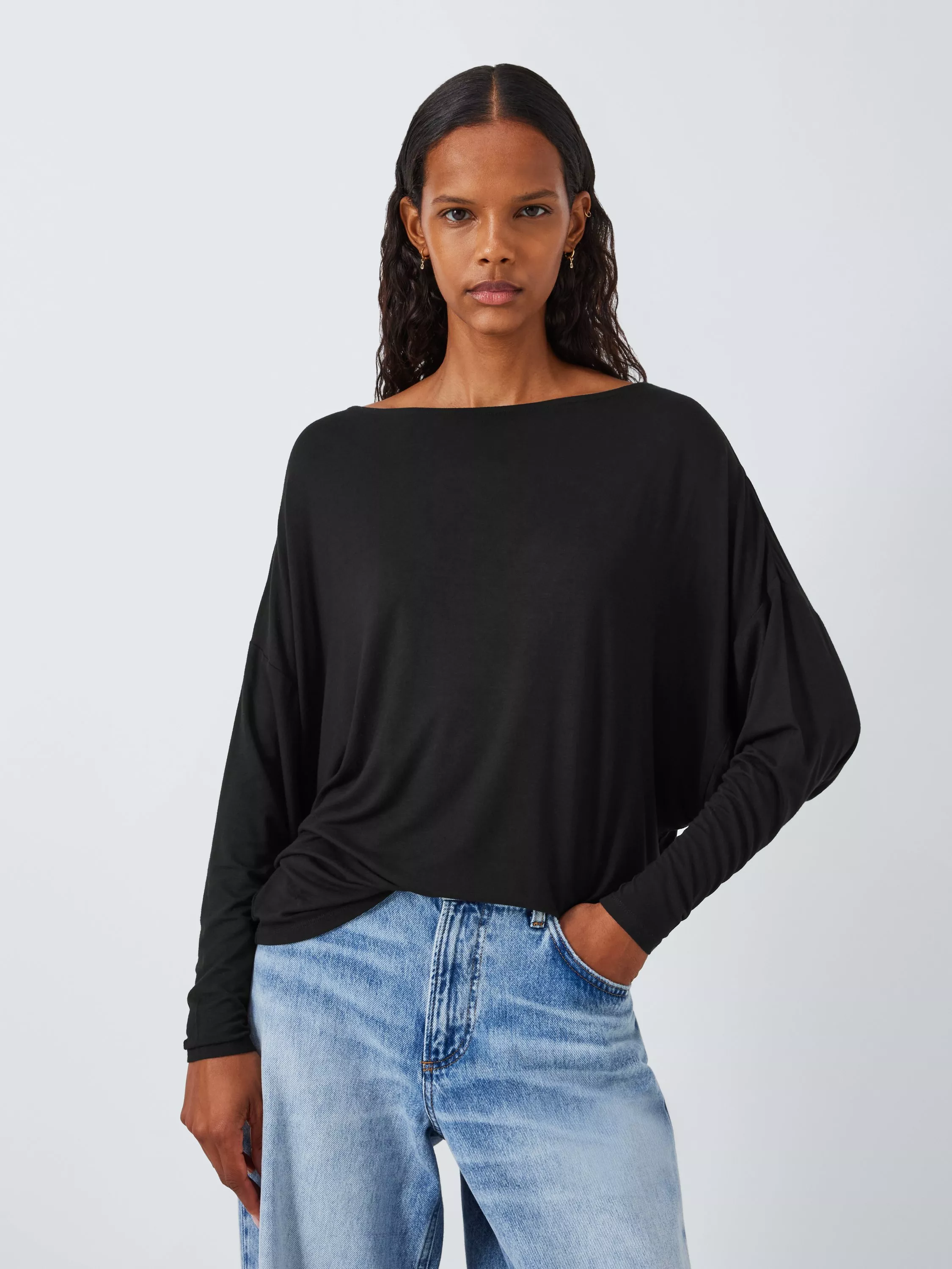 AND OR Batwing Jersey Top Black