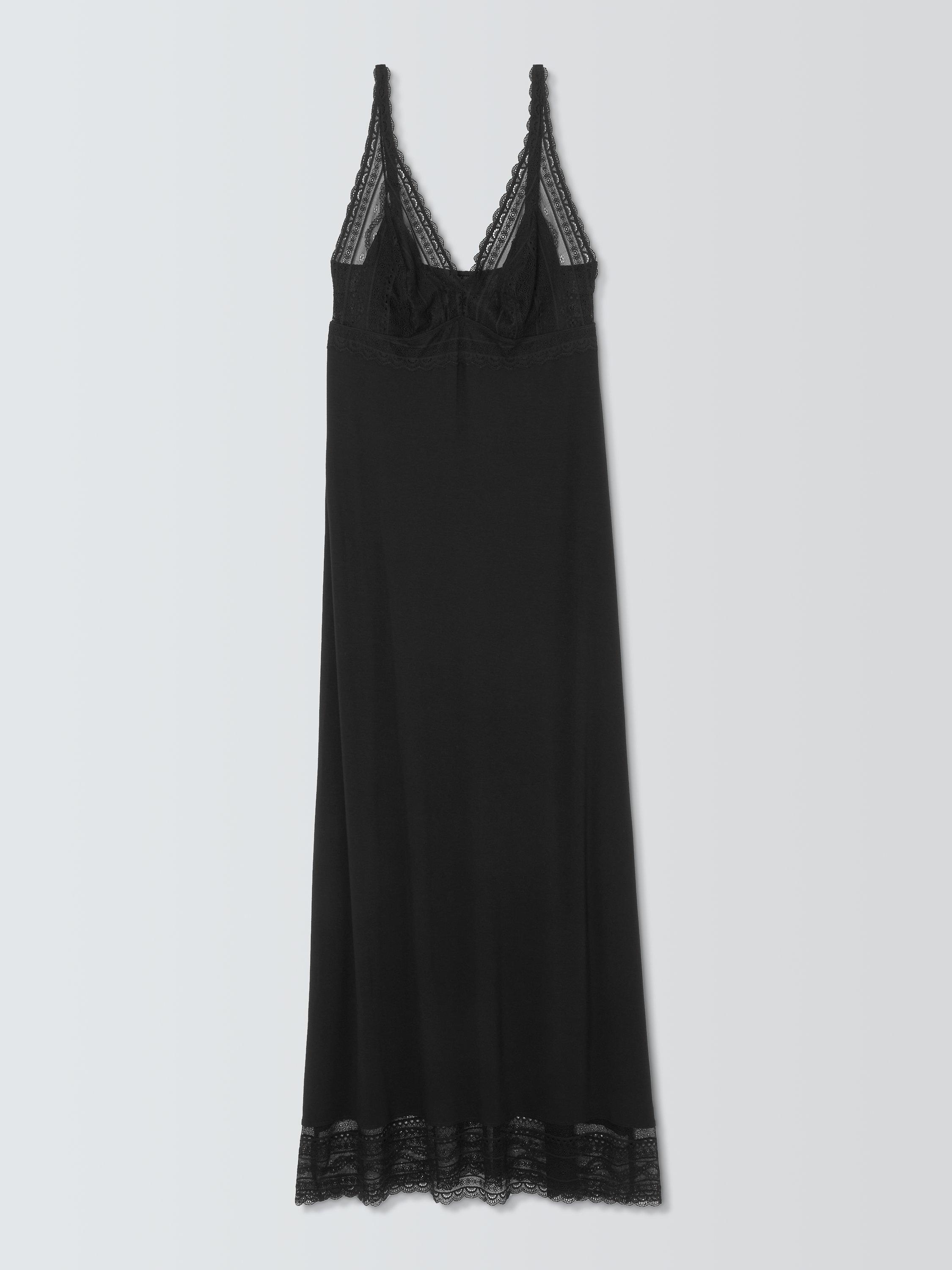 John Lewis Willow Lace Trim Maxi Nightdress Black