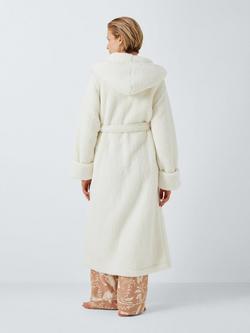John Lewis Lux Borg Hooded Dressing Gown - view 2, Ivory