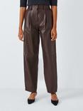 John Lewis Straight Cut Leather Trousers, Chocolate