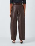 John Lewis Straight Cut Leather Trousers, Chocolate