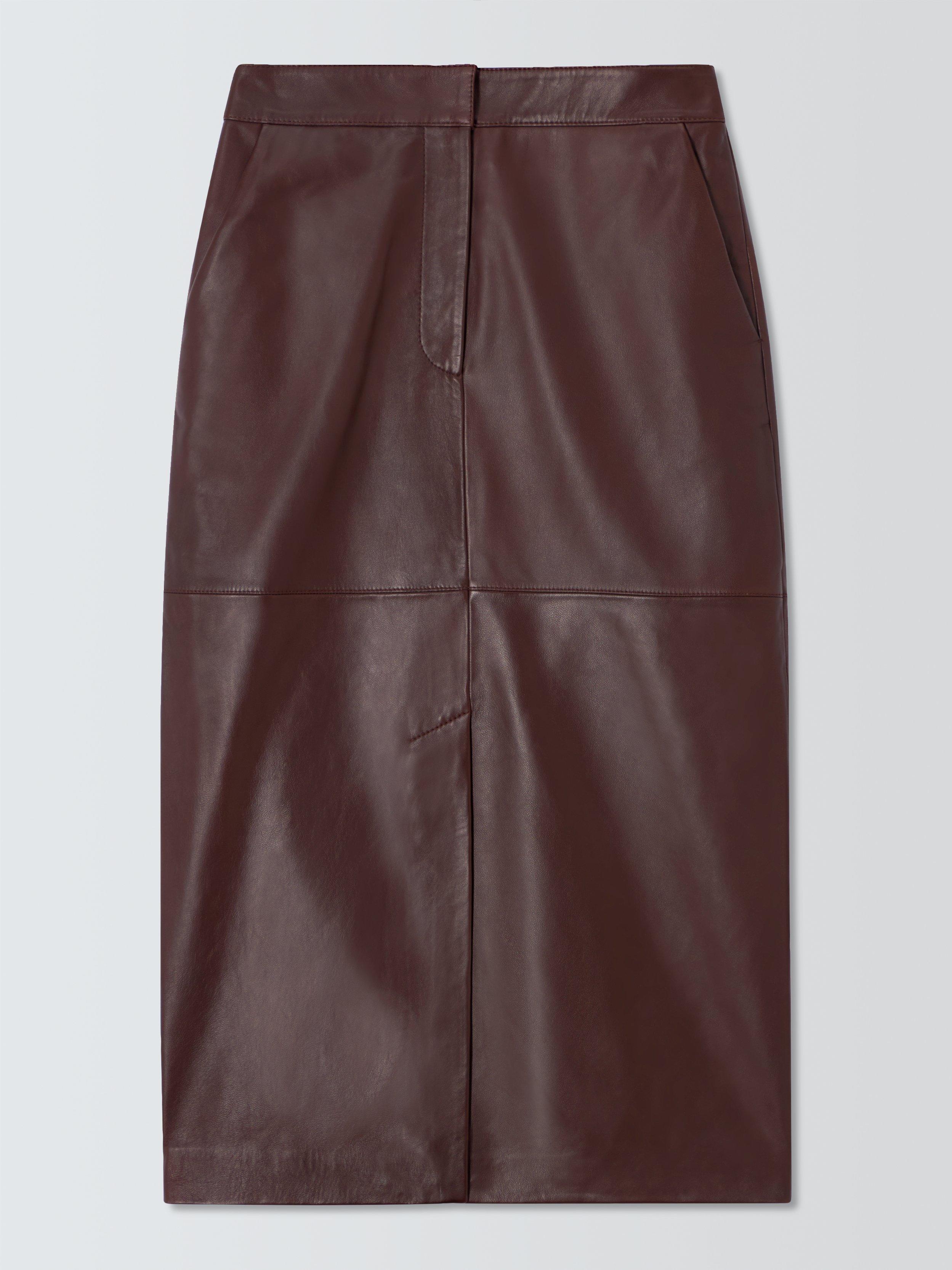 John Lewis Leather Pencil Skirt Chocolate