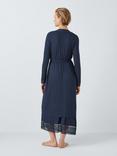 John Lewis Willow Lace Midi Dressing Gown, Navy