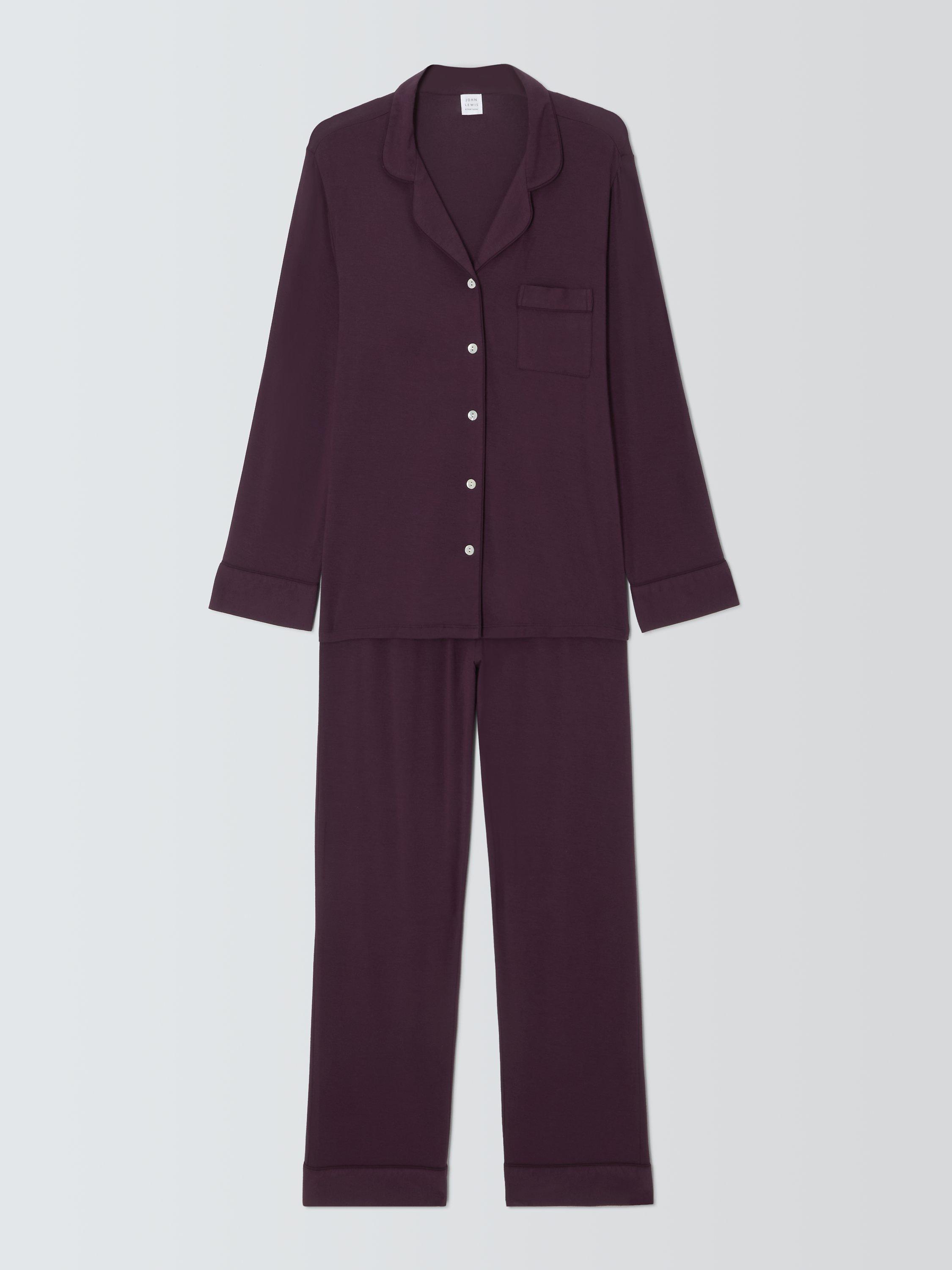 John Lewis Aria Modal Pyjama Set, Plum Perfect, 8