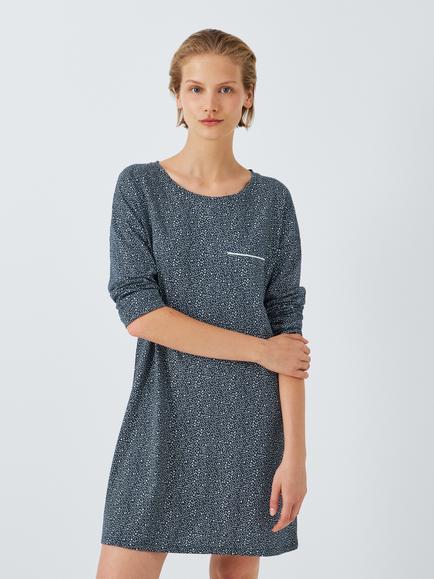 John Lewis Dash Star Cotton Nightdress, Navy, Navy
