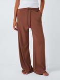 John Lewis Ribbed Cotton Modal Blend Wide Leg Pyjama Bottoms, Toffee