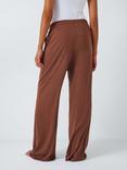 John Lewis Ribbed Cotton Modal Blend Wide Leg Pyjama Bottoms, Toffee