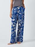 John Lewis Botanical Leopard Cotton Modal Blend Pyjama Bottoms, Navy Peony/Ivory