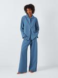 John Lewis Cotton Seersucker Pyjama Set, Smoky Blue