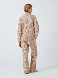 John Lewis Botanical Leopard Brushed Cotton Pyjama Set, Caramel/Ivory