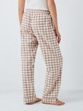 John Lewis Brushed Cotton Gingham Long Pyjama Bottoms, Ivory/Toffee