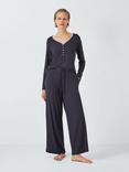 John Lewis Modal Rich Henley Wide Leg Pyjama Set, Navy