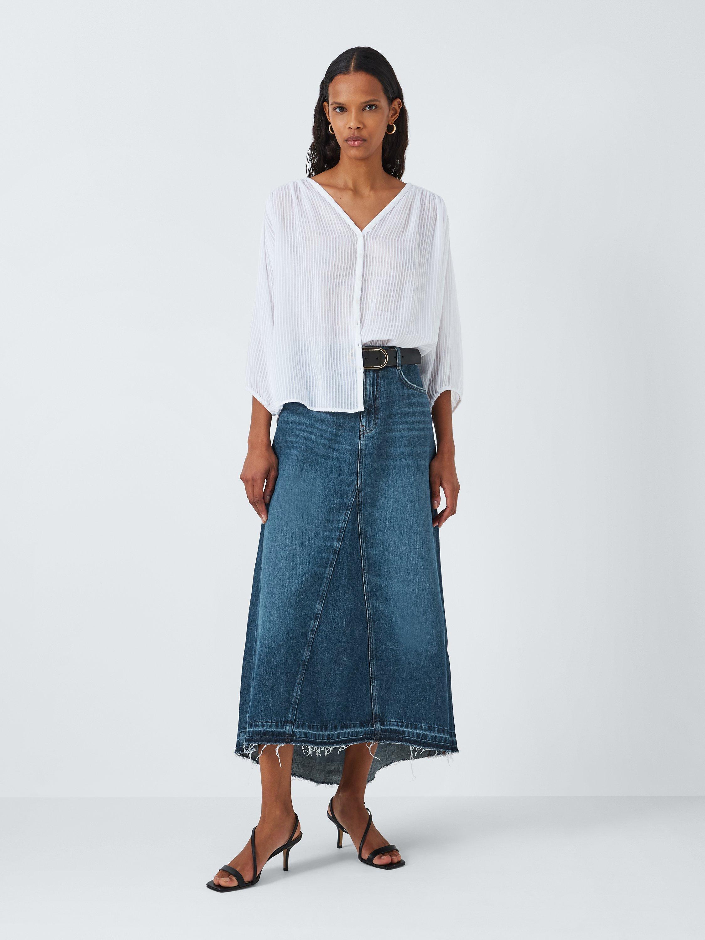 Product image 5 of 5, which shows AND/OR Jada Godet Denim Maxi Skirt, Blue Light, 18