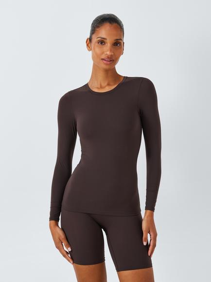 John Lewis Smoothing Long Sleeve Top, Chocolate