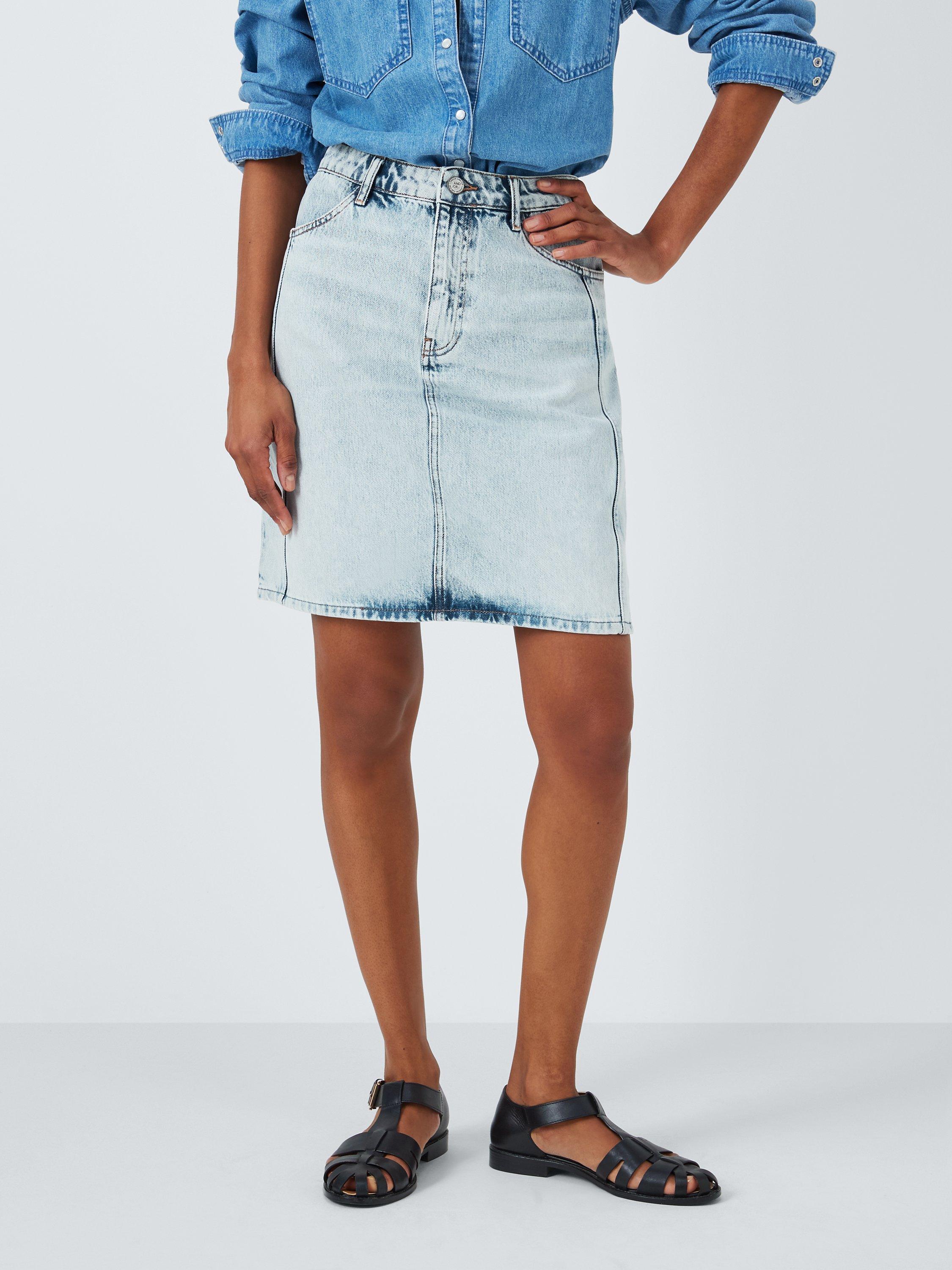 Product image 1 of 6, which shows AND/OR Miley Denim Mini Skirt, Light Blue, 8