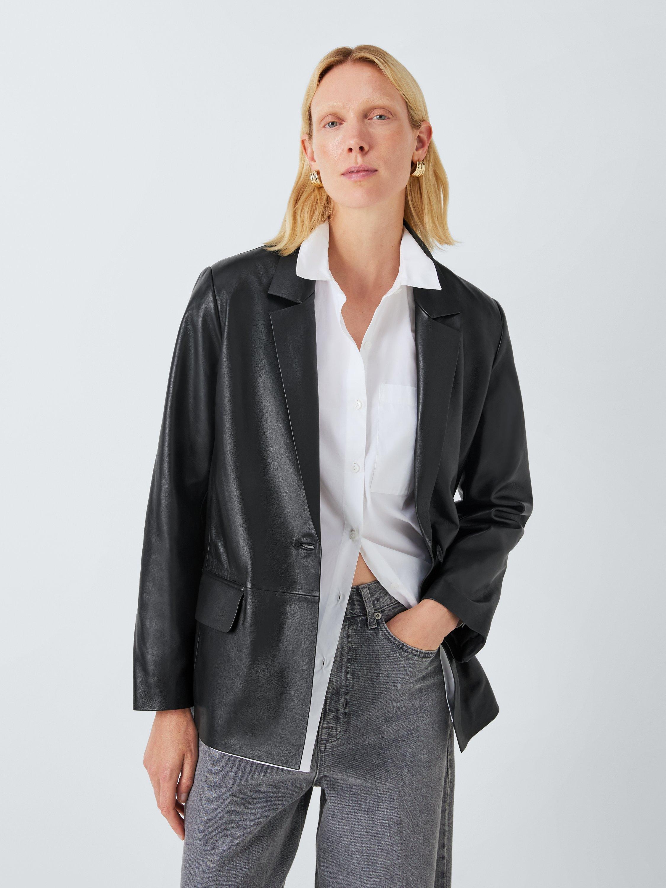 John Lewis Leather Blazer Black