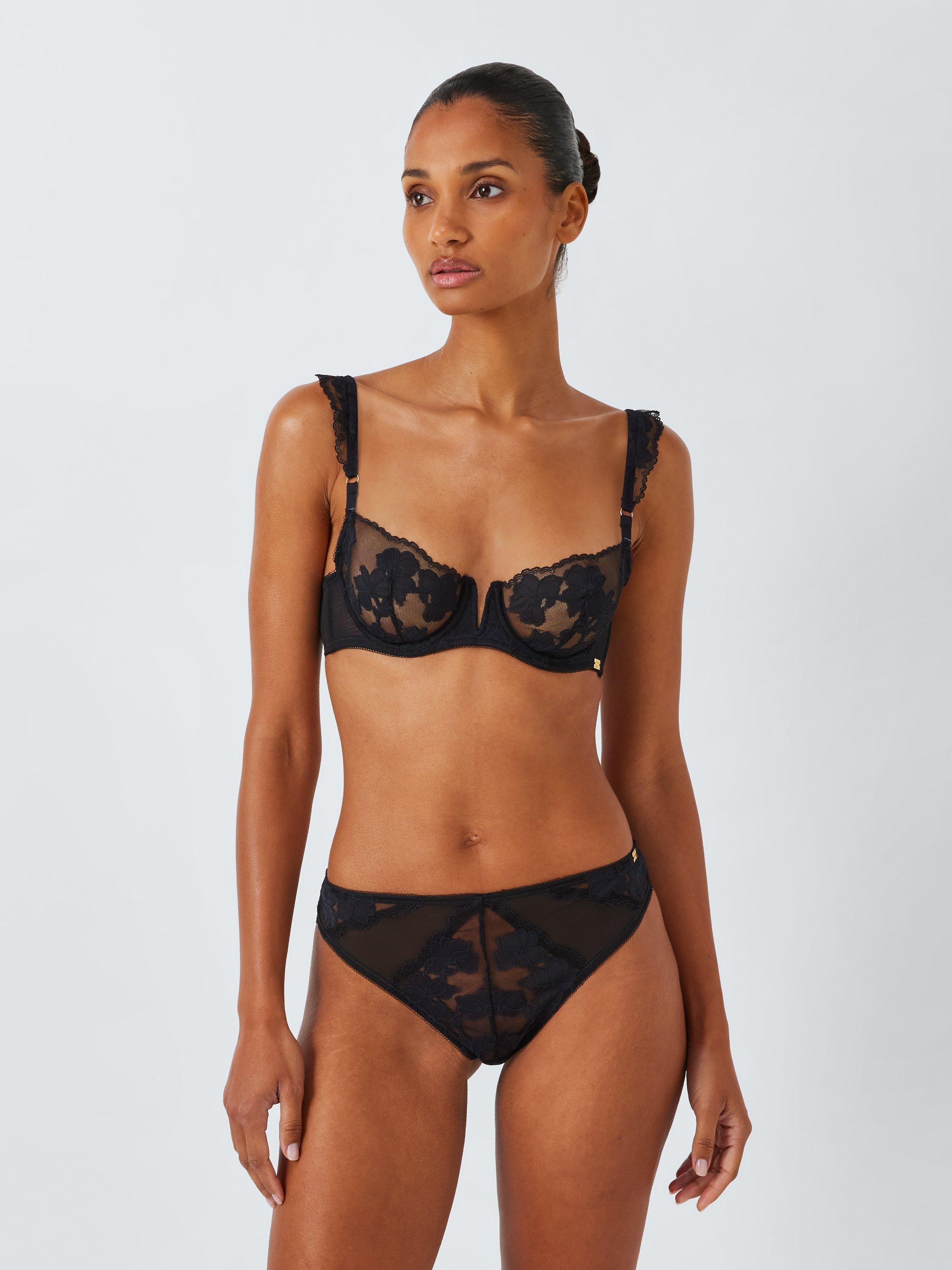 Product image 3 of 6, which shows AND/OR Kellie Lace Balcony Bra, Black, 30E